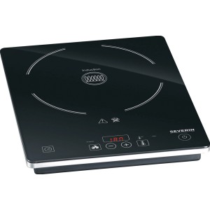 Severin KP 1071 Induktionskochplatte, schwarze Glaskeramik, Touchbedienfeld.
