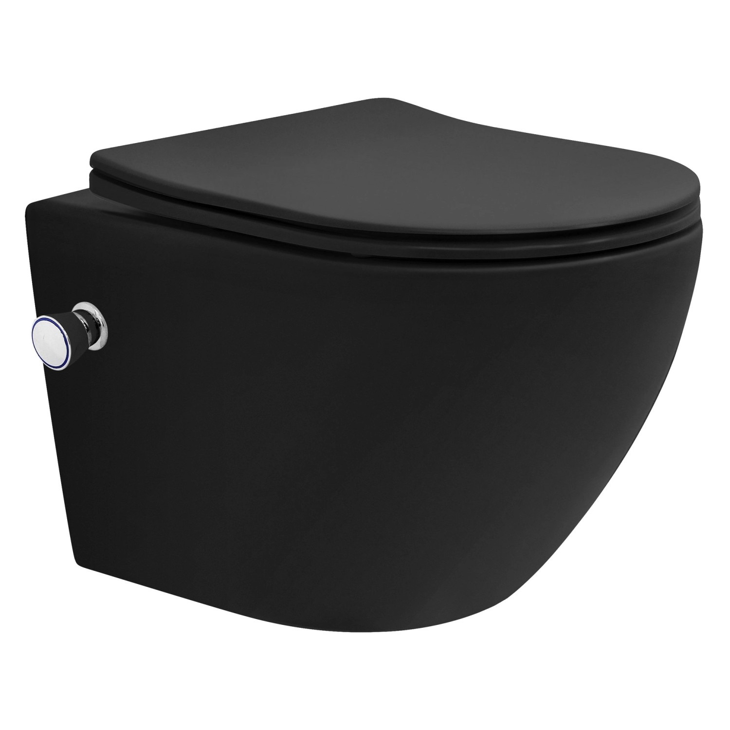 LuxeBath Wand WC Spülrandlos mit Bidet-Funktion Schwarz Matt Kurz 49cm günstig online kaufen