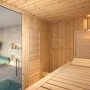 Weka Infrarotsauna Uppsala mit Liege, Flächenstrahler und Glasfront. Saunaofen für finnische Sauna oder Dampfbad.