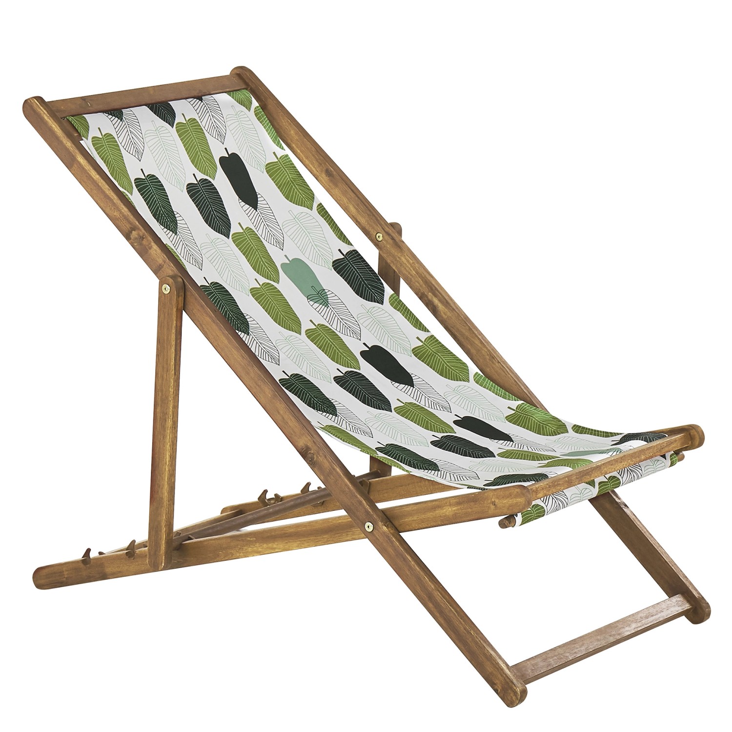 Beliani Gartenliege Grün Heller Holzfarbton Weiss 97x54x70