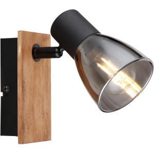 Globo Strahler Claude, 1-flammig, dunkelbraun/rauchfarben, Holz/Metall, für E14 Leuchtmittel