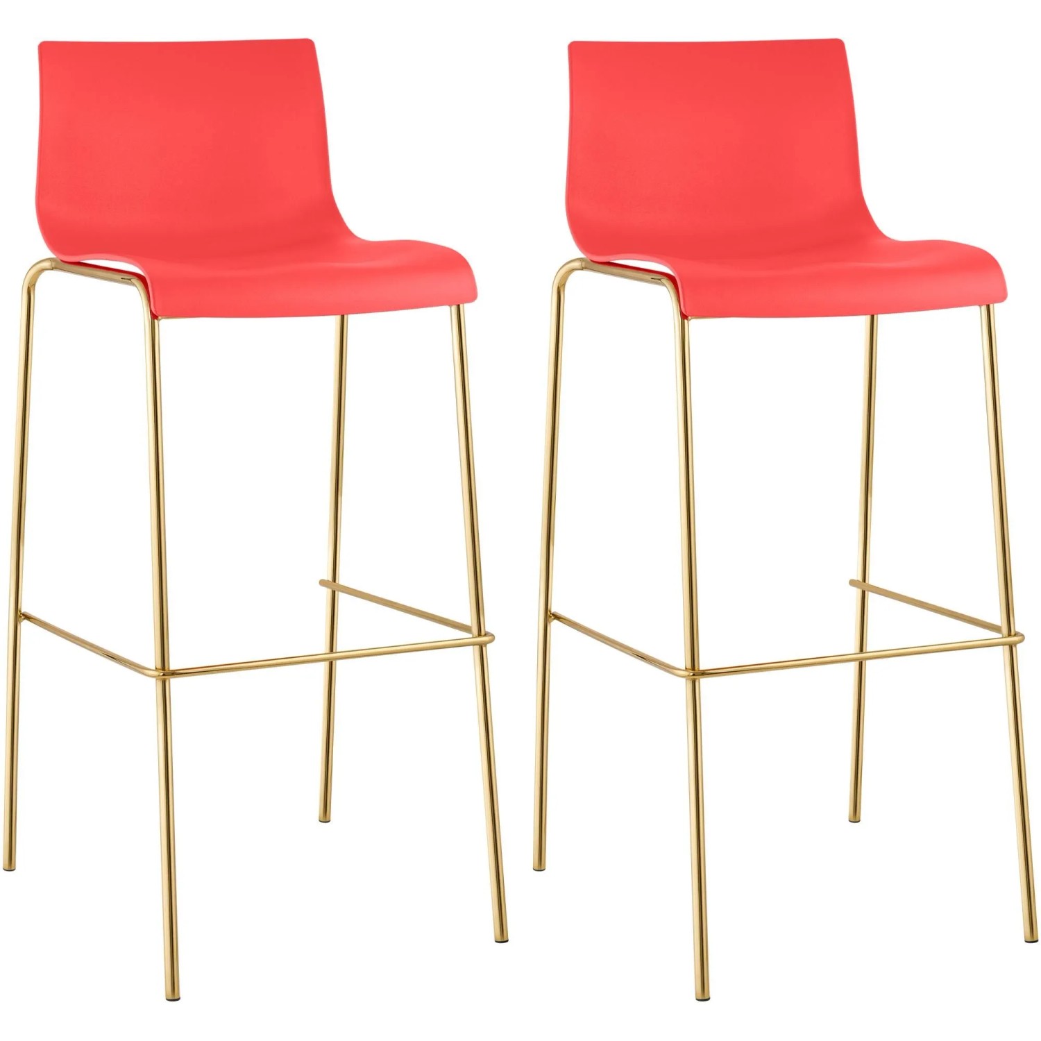 CLP 2er Set Barhocker Hover Kunststoff Vierfußgestell Gold Rot