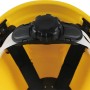 Innenansicht: Gelber LUX Bauhelm mit 6-Punkt-Aufhängung und Verstellrad.