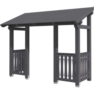 Skan Holz Haustürvordach Paderborn 6, schiefergrau lasiert, 336x156 cm, aus Konstruktionsvollholz.