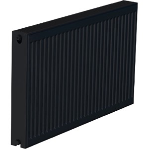Schwarzer, matter Sanicomfort Flachheizkörper Typ DK (22) 62x82 cm. Heizkörper für Wohnräume.