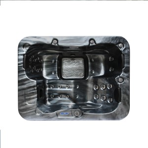 Home Deluxe Outdoor Whirlpool Black Marble, Ansicht von oben. Schwarzer, marmorierter Pool mit Massagedüsen.