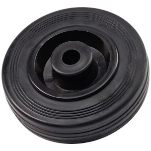 Schwarzes Vollgummirad, Ø 100 mm, Nabe 40 mm, für Rollen und Räder.