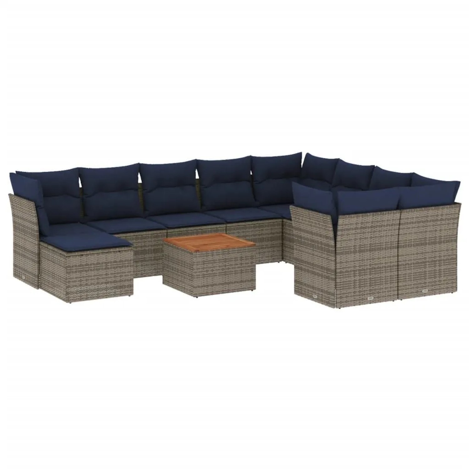 vidaXL 11-Tlg Gartensofa-Set mit Kissen Grau Polyrattan 3256306 günstig online kaufen
