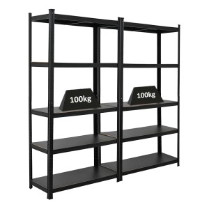 Mega Deal: 2 mattschwarze Schwerlastregale Ragnar, 180x90x40 cm, je 100 kg Fachlast. Ideal als Kellerregal oder Garagenregal.