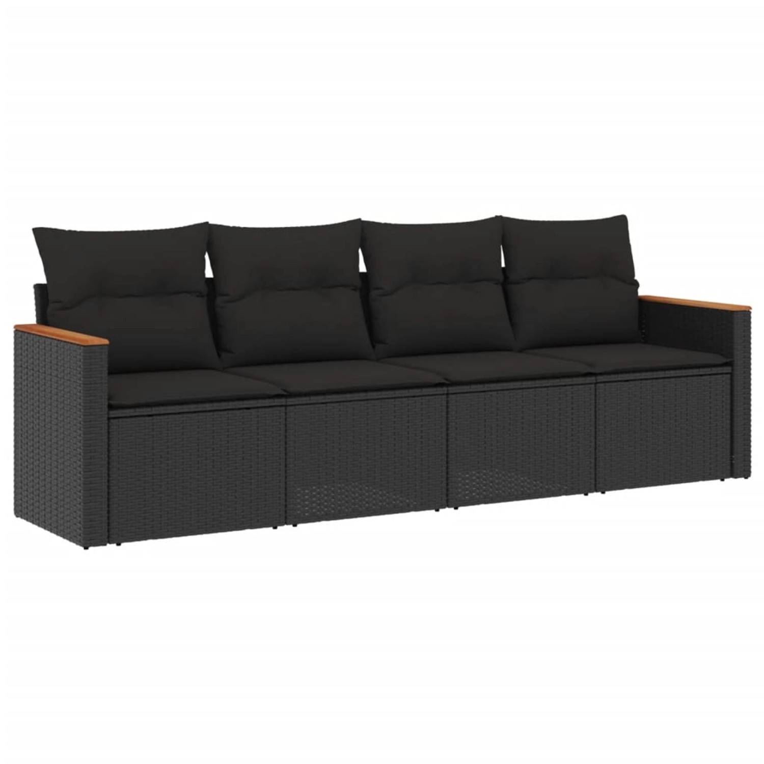 vidaXL 4-Tlg Garten-Sofagarnitur mit Kissen Schwarz Poly Rattan 3225768 günstig online kaufen