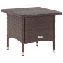 Brauner Furnicato Beistelltisch aus Poly Rattan, 50x50x47 cm, ideal für Garten und Terrasse.