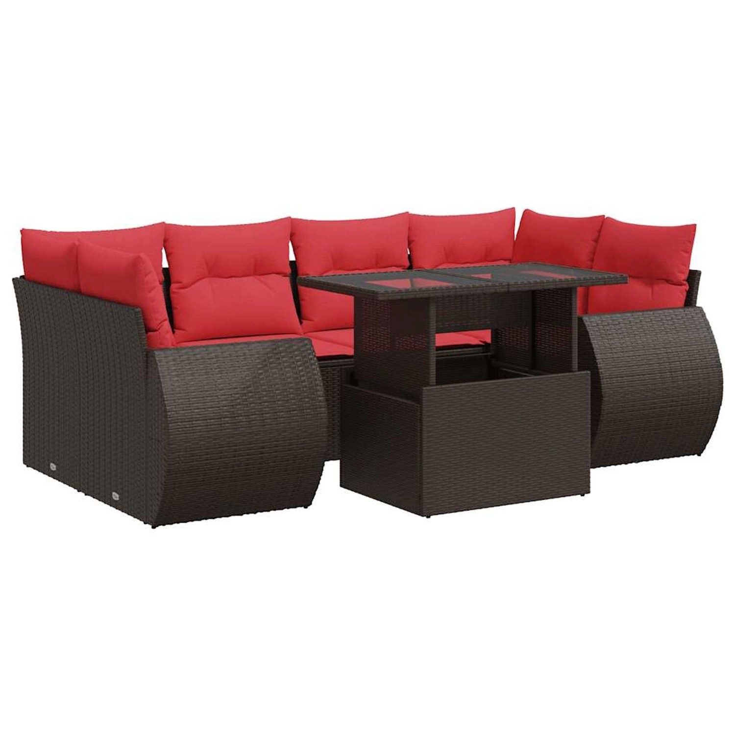 vidaXL 7-Tlg Garten-Sofagarnitur mit Kissen Braun Poly Rattan Akazie 332659 günstig online kaufen