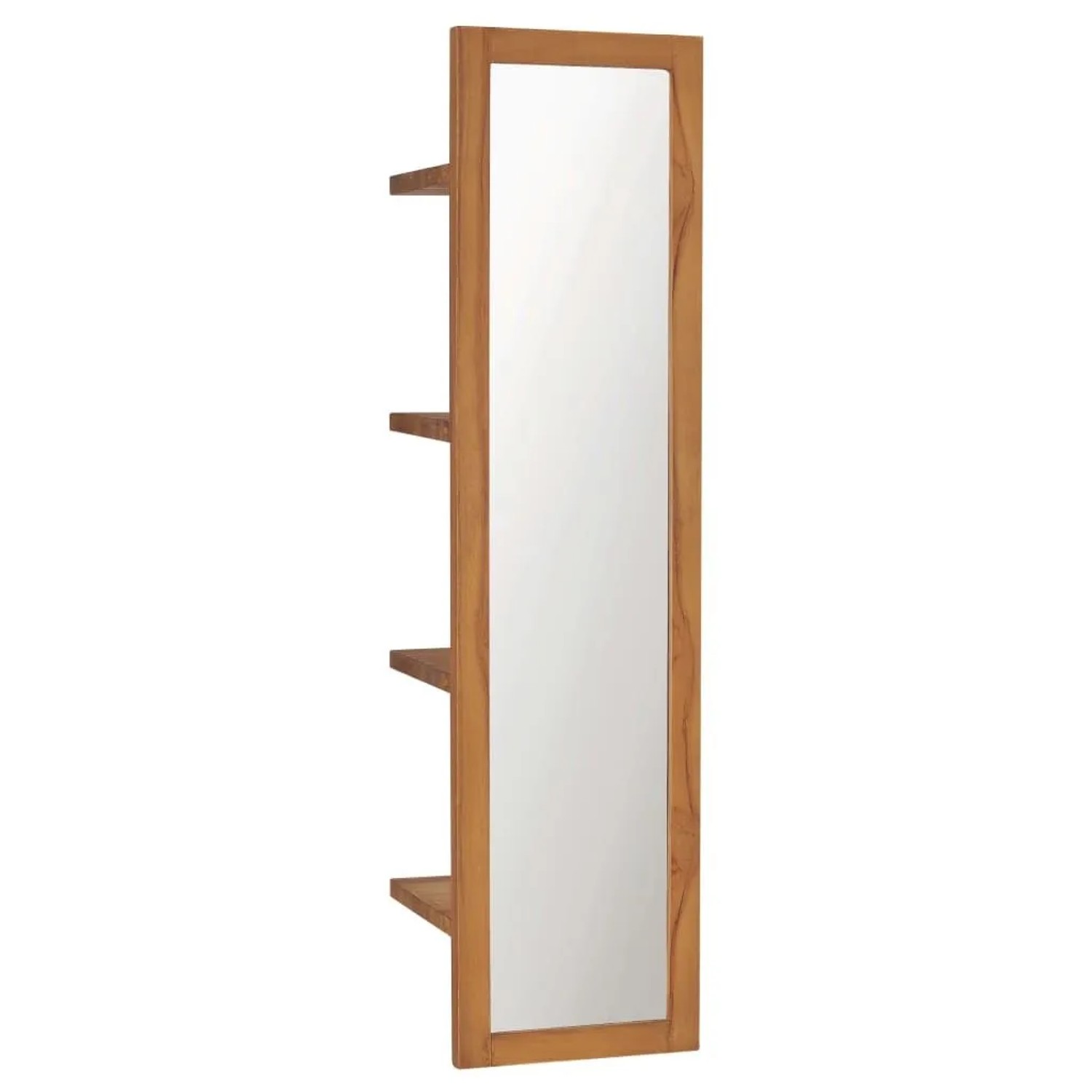 vidaXL Wandspiegel mit Regalen 30x30x120 cm Teak Massivholz 289070
