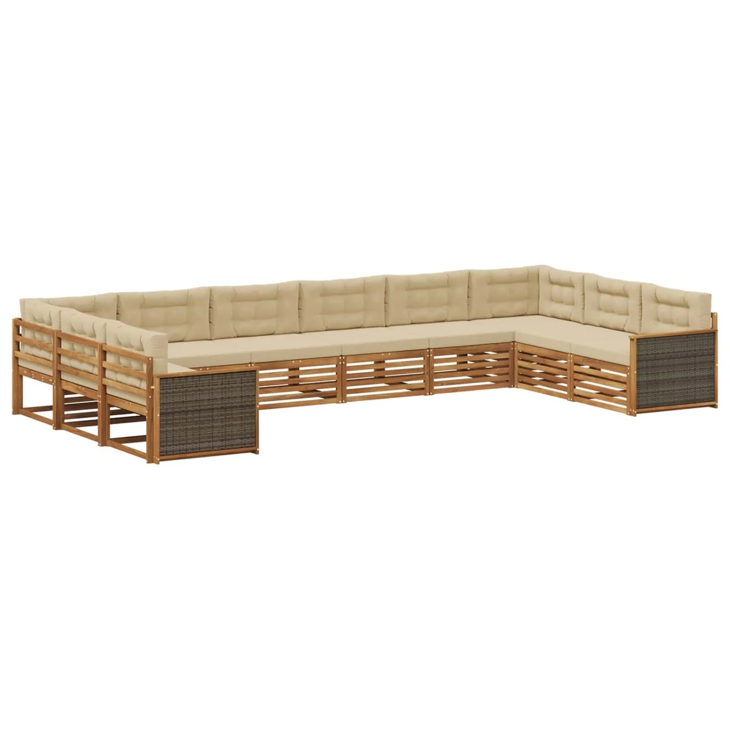 vidaXL Sofagarnituren mit Kissen 10 Stk Massivholz Akazie 3383891