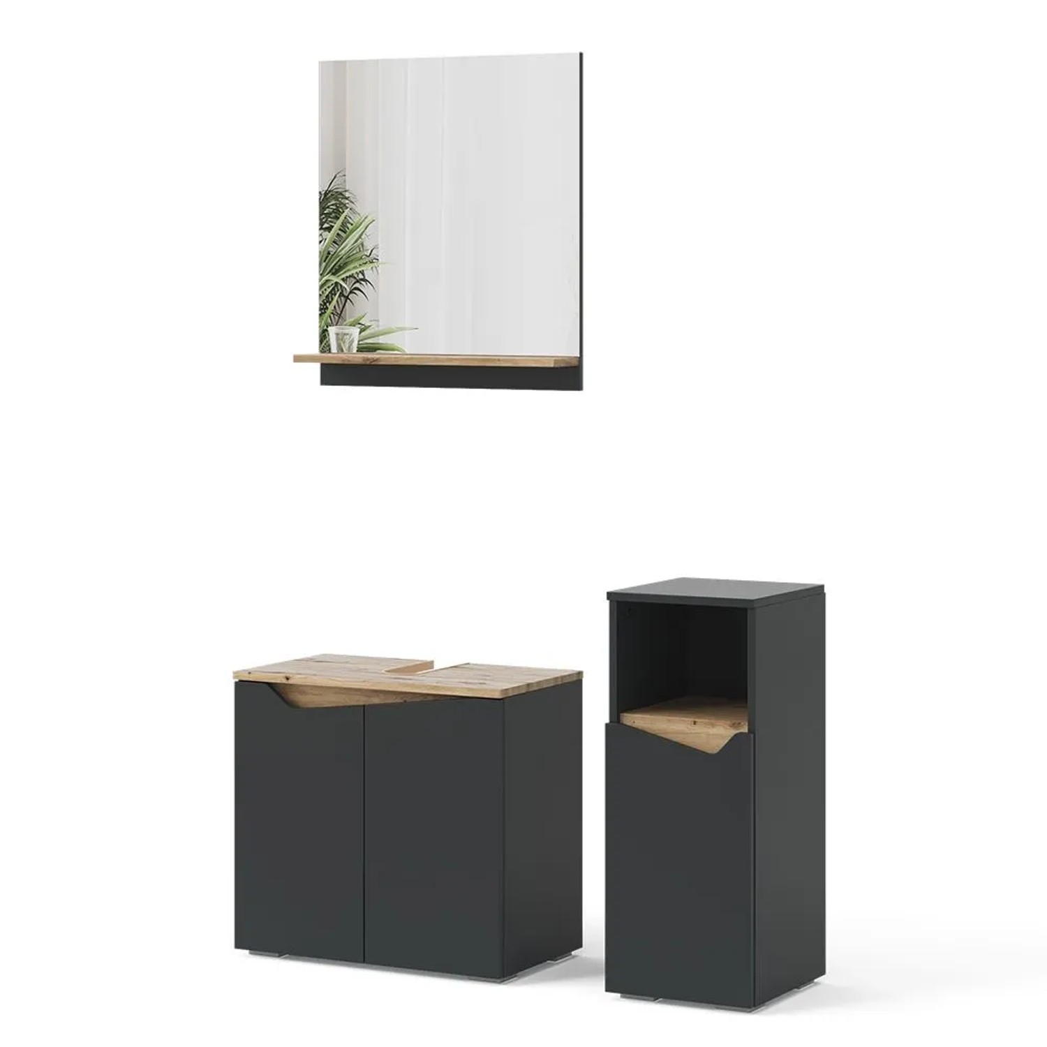 Vicco Badmöbel-Set Marelle Anthrazit/Artisan-Eiche 60 x 58 3-teilig