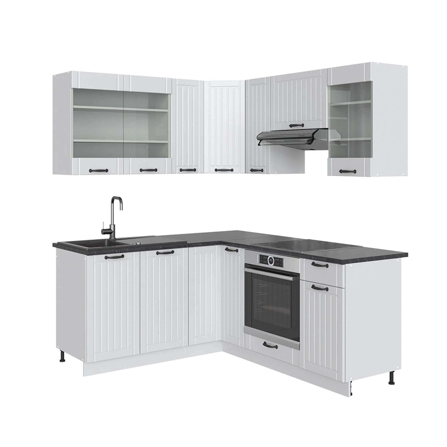 Vicco Fame-Line Eckküche Weiß Landhaus/Weiß 160 x 190 cm AP Anthrazit günstig online kaufen