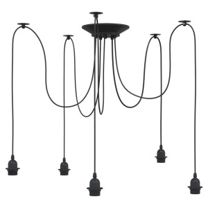 vidaXL Pendelleuchte mit 5 Fassungen E27 Schwarz Metall 4103454