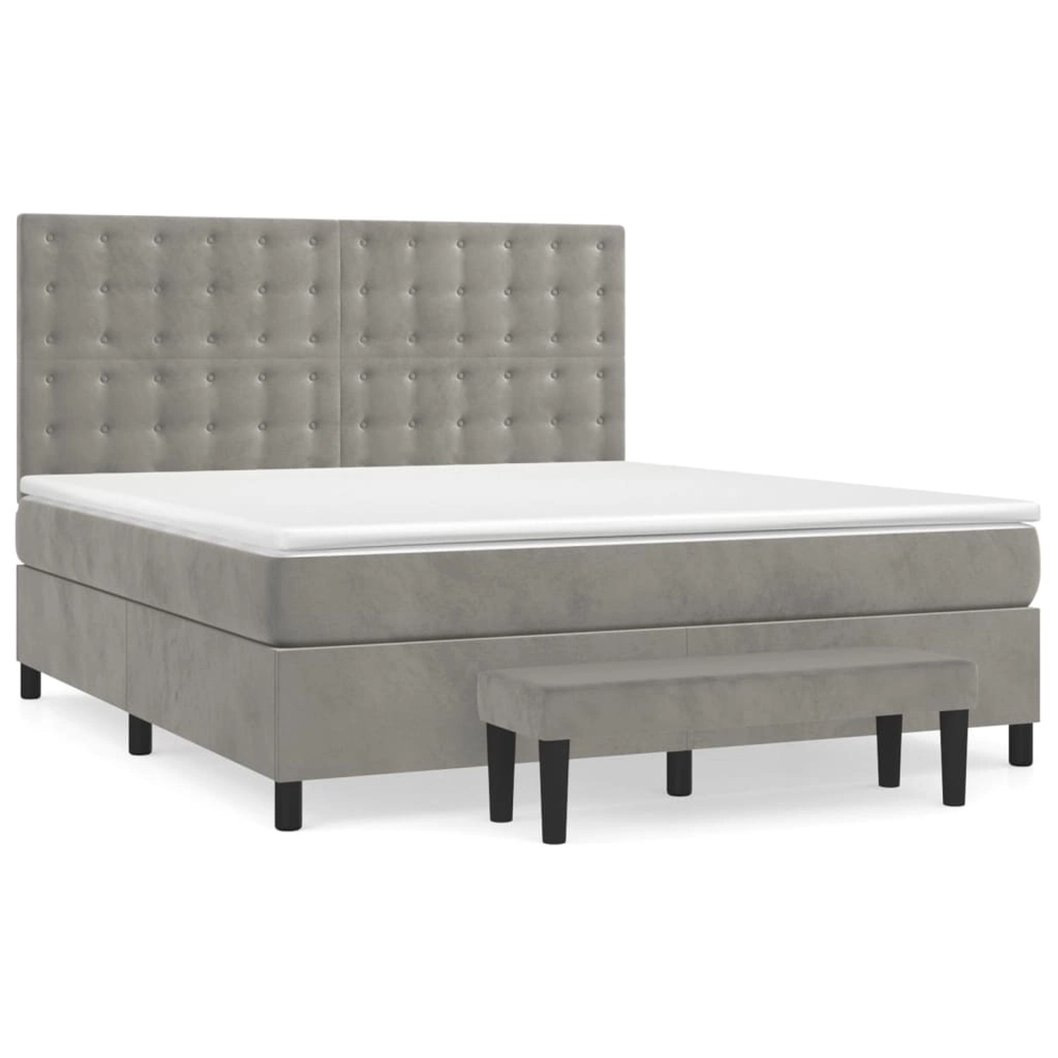vidaXL Boxspringbett mit Matratze Hellgrau 160x200 cm Samt 3138091 günstig online kaufen