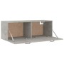 Betongrauer Wandschrank (100x37x35 cm) mit zwei offenen Fächern, ideal als Büroschrank.