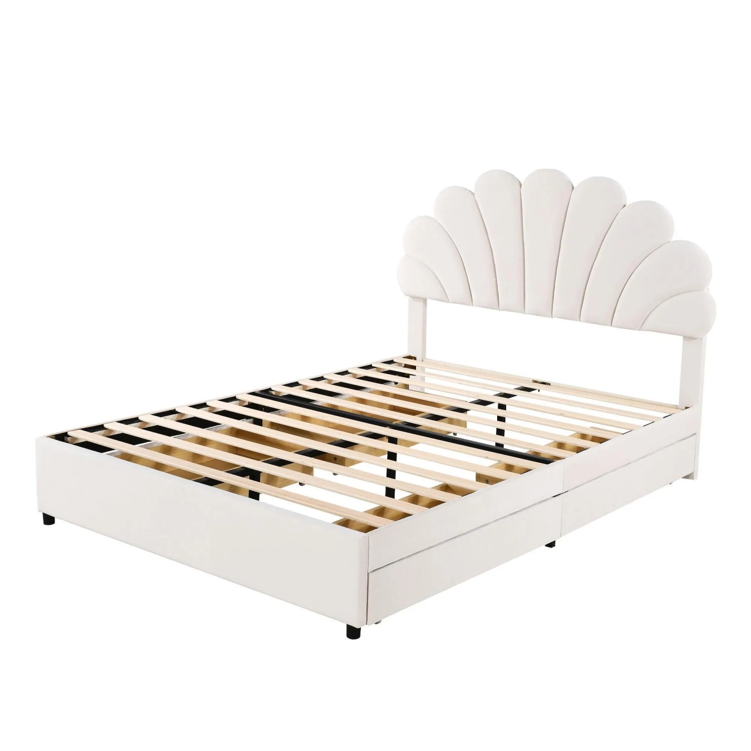 okwish Polsterbett 140×200 Kinderbett mit 2 Ablagefächern ohne Matratze
