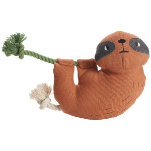 Orangefarbenes Hunter Hundespielzeug Faultier Rio mit Tau, 30 cm, für interaktiven Spielspaß.