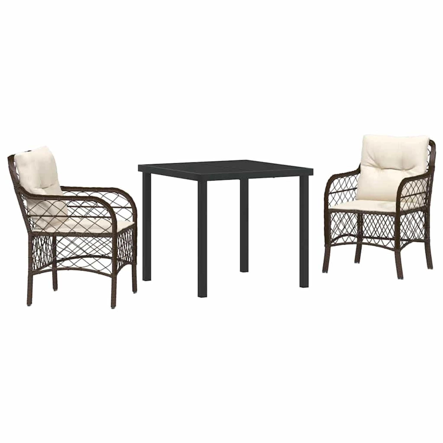 vidaXL Garten Essgruppe mit Kissen 3-Tlg Braun Poly Rattan 3380211 günstig online kaufen