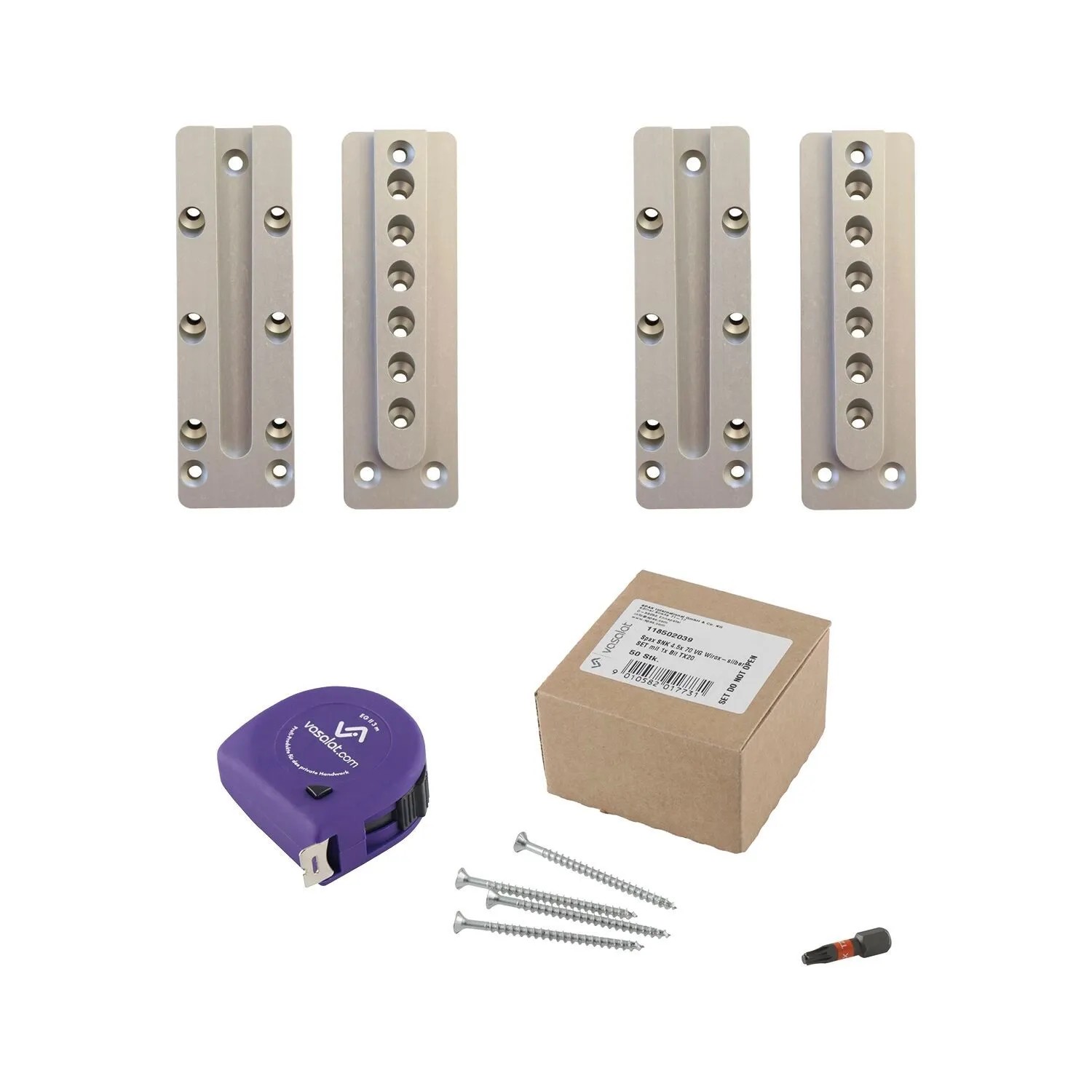 vasalat Set HVP Schwerlastverbinder 40x130x12 mm mit Spaxschrauben T-Star Plus & Bit TX20