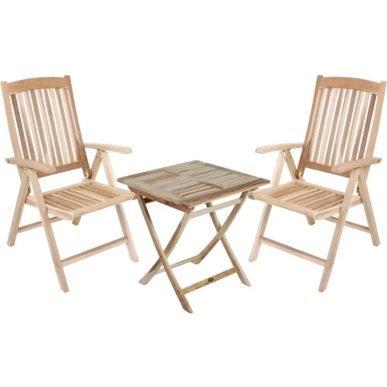 DELUKE Balkonmöbel-Set LINNEA 3-tlg. Teak Teakbraun Gartenmöbel-Set Garten-Sitzgruppe Essgruppe Balkon-Set Stühle A Tisch