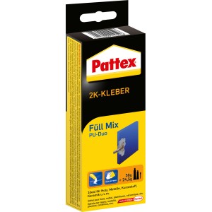 Pattex 2K-Kleber Füll Mix, 82,5g Packung. Vielseitiger Kleber zum Füllen und Kleben von Holz, Metall und Kunststoff.