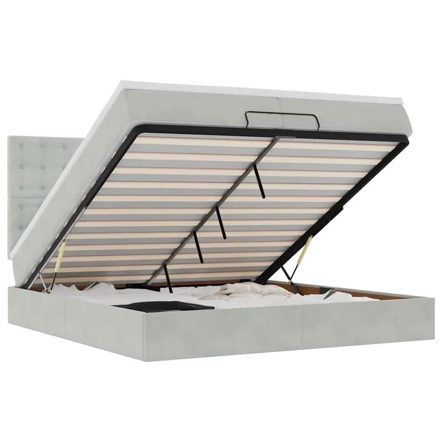 vidaXL Ottoman-Bett mit Matratzen Hellgrau 200x200 cm Samt 3313637