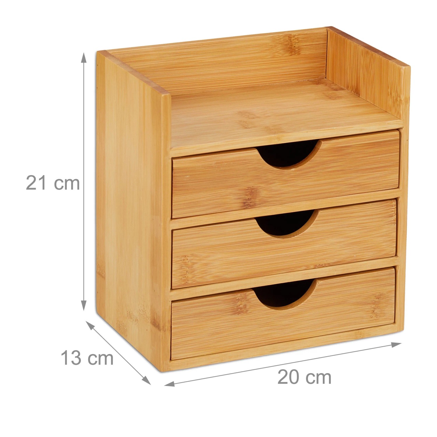Relaxdays Schreibtischorganizer Bambus Natur mit 3 Schubladen 21 cm x 20 cm x 13 cm 1,3 kg_4