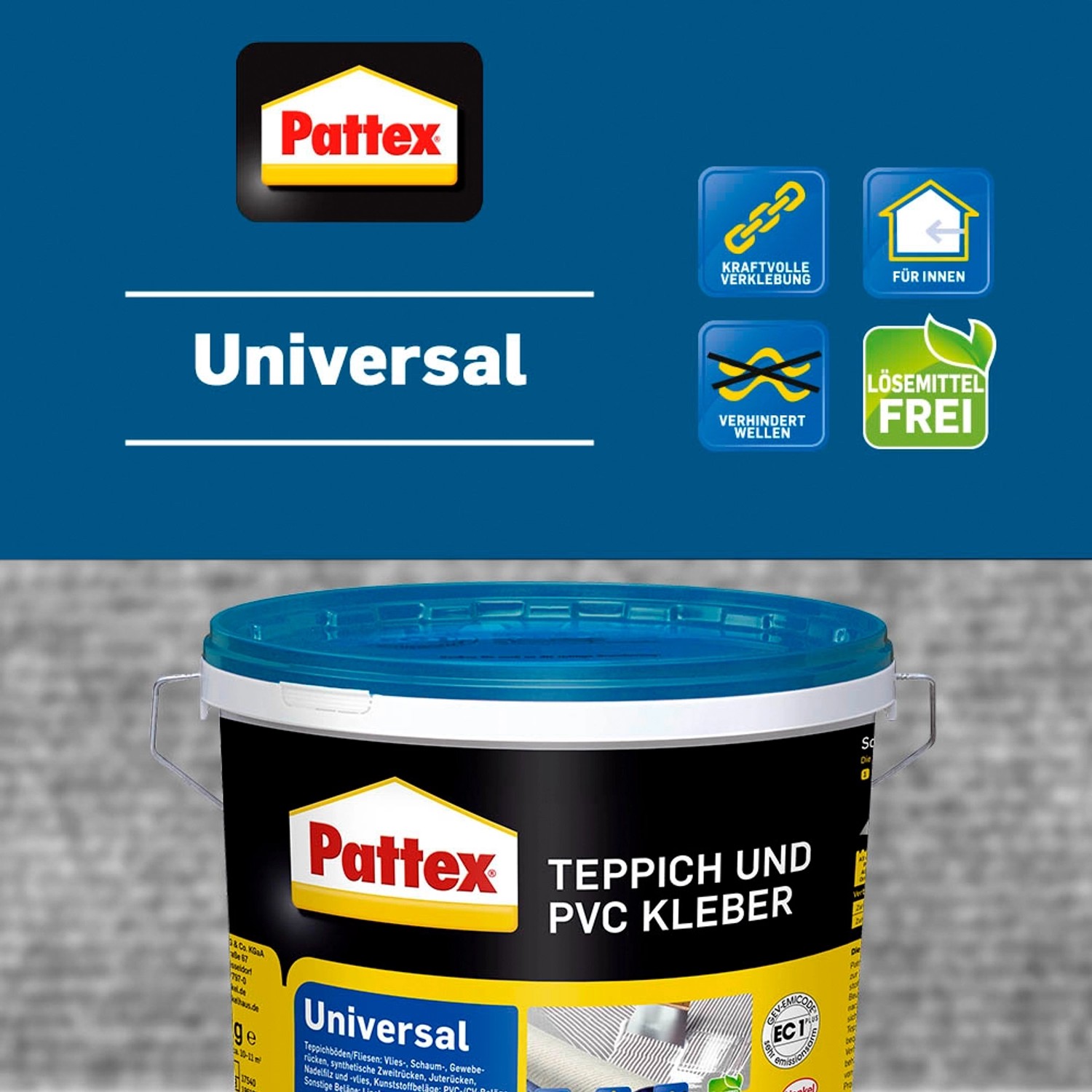 Eimer Pattex Teppichkleber Universal, 4 kg, für Teppich & PVC-Böden.