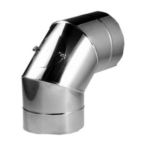 Doppelwandiger 90° Bogen mit Tür (Ø 150 mm) aus Edelstahl für Kamin- und Ofenrohre.