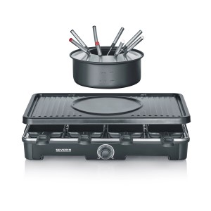 Severin Raclette-Fondue RG 2347 mit Grillplatte und Zubehör.