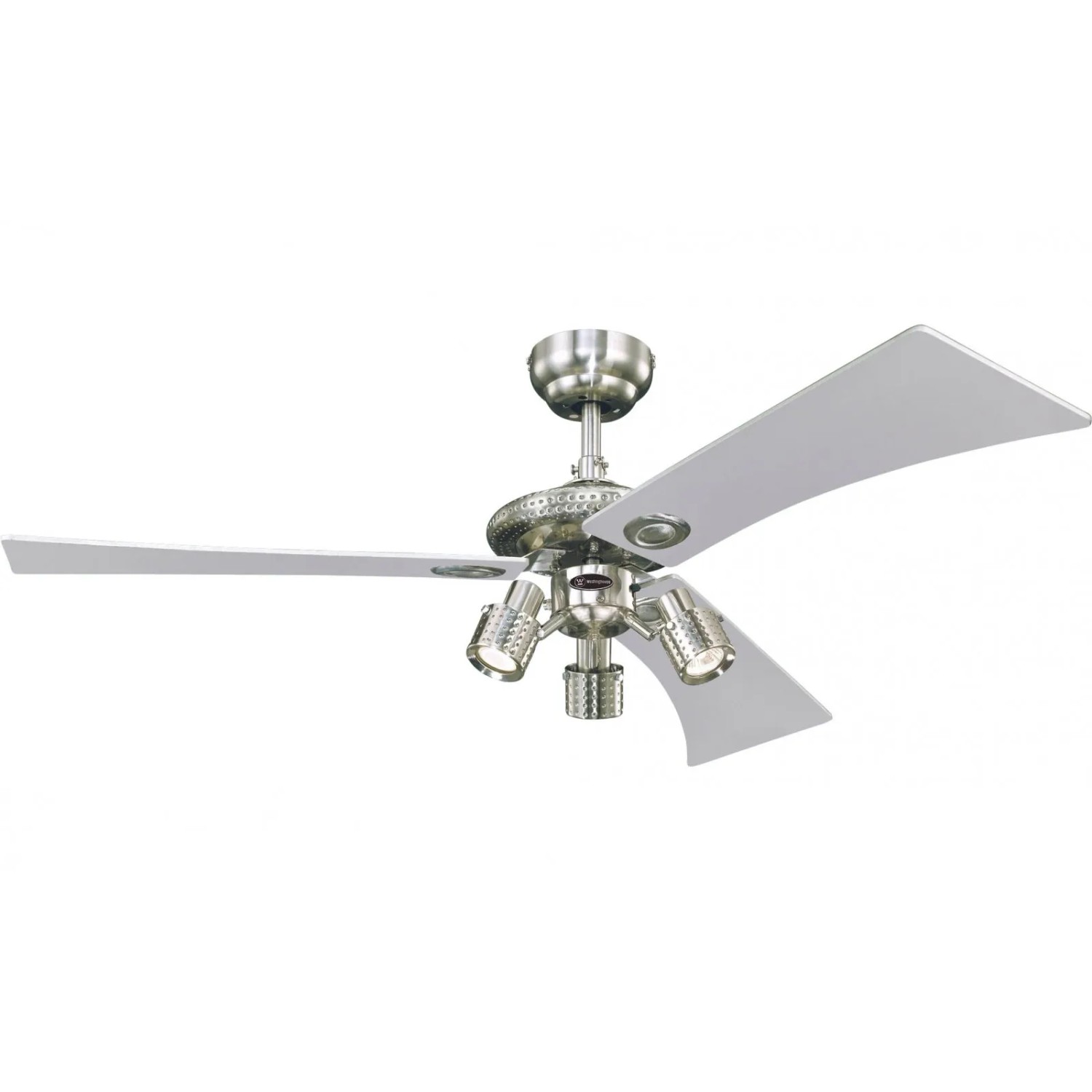 Westinghouse Deckenventilator Audubon, 122 cm, mit Leuchte und Fernbedienung, gebürstetes Nickel, Ahorn/Silber