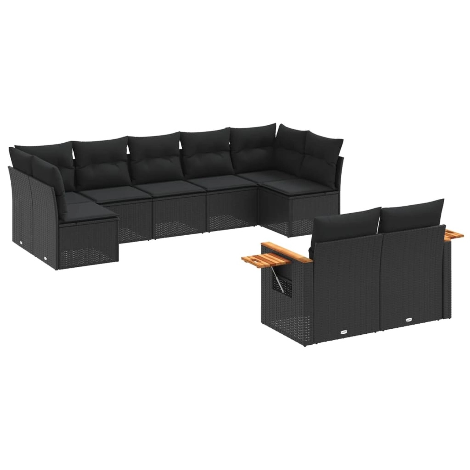 vidaXL 9-Tlg Garten-Sofagarnitur mit Kissen Schwarz Poly Rattan 3259528 günstig online kaufen