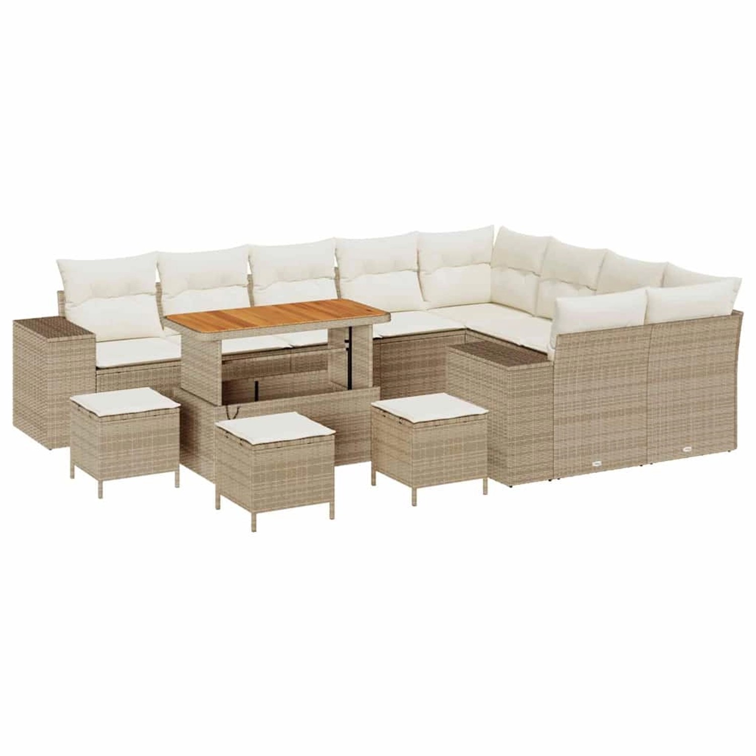 vidaXL Garten-Sofa-Set Höhenverstellbar 13-Tlg Beige Poly Rattan 3362051 günstig online kaufen