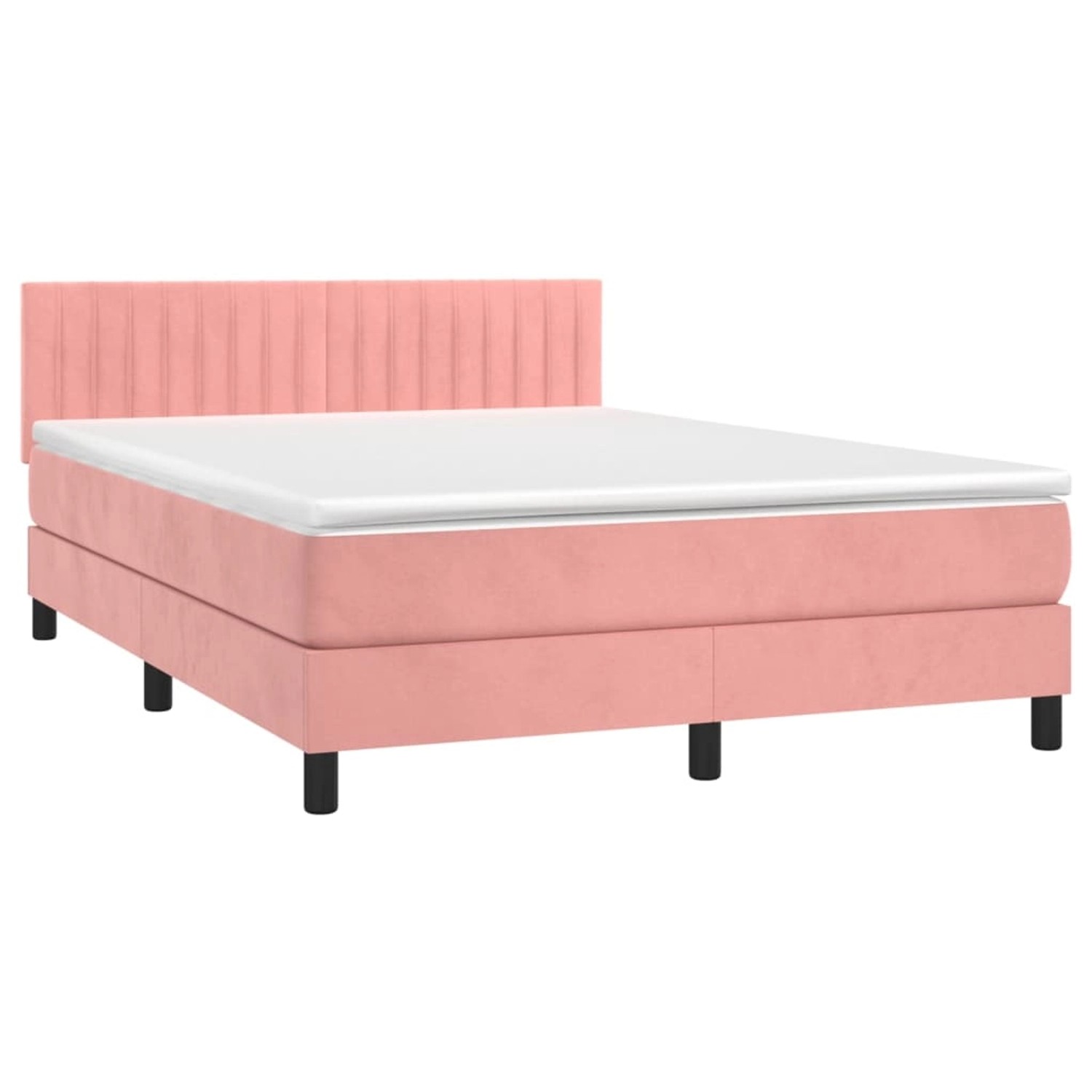 vidaXL Boxspringbett mit Matratze & LED Rosa 140x190 cm Samt 3134524 günstig online kaufen