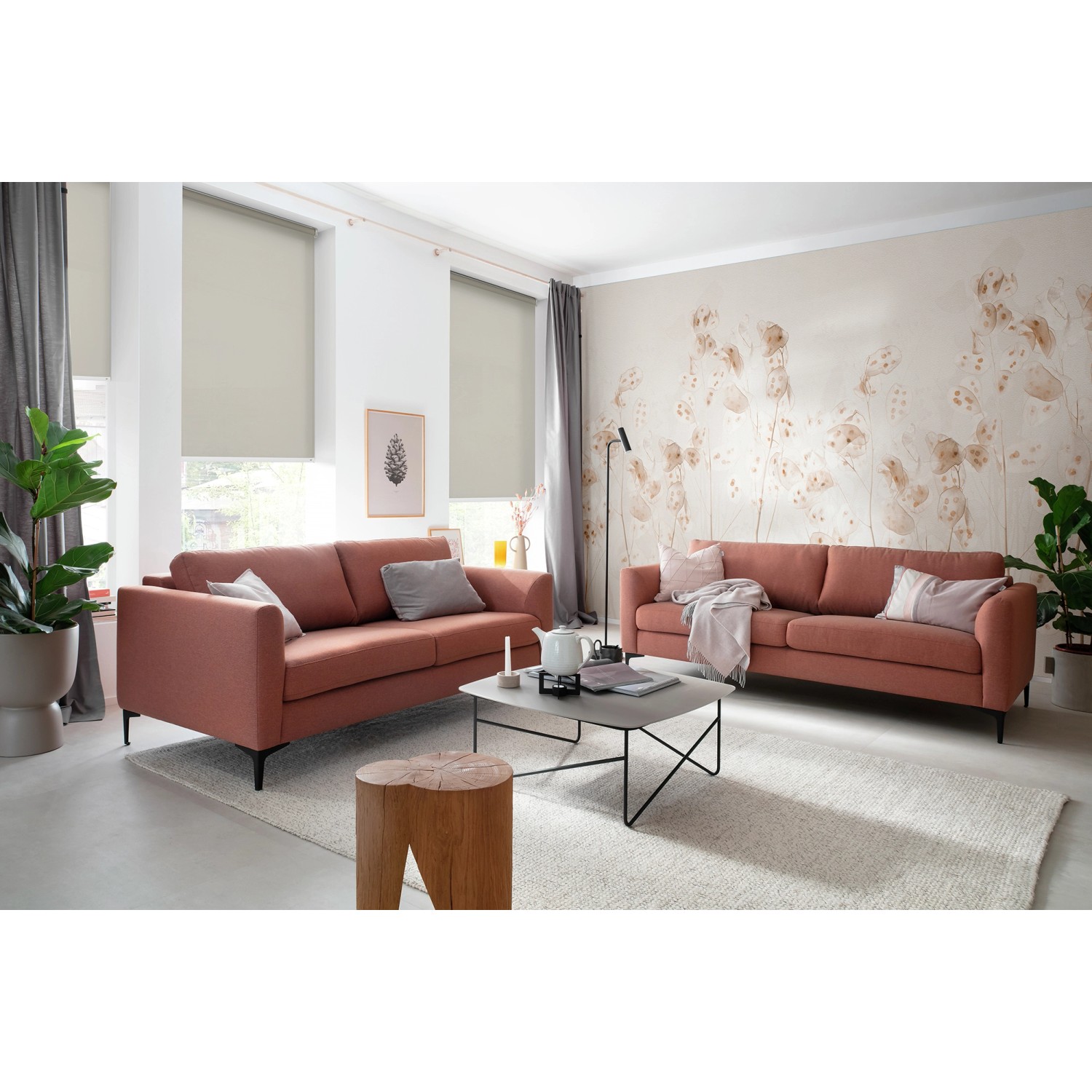 Beige Schöner Wohnen Tageslicht-Rollos Tizia, 120x150 cm, in modernem Wohnraum.