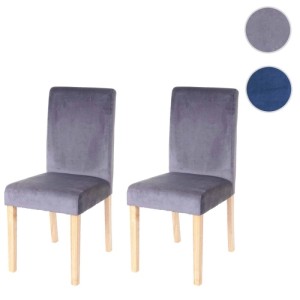 MCW Esszimmerstuhl Littau Samt 2er-Set Grau Helle Beine