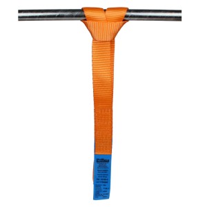 Orange TRUTZHOLM Gurtschlaufe (45cm) zum Einhängen von Spanngurten, ideal für Motorradtransport.