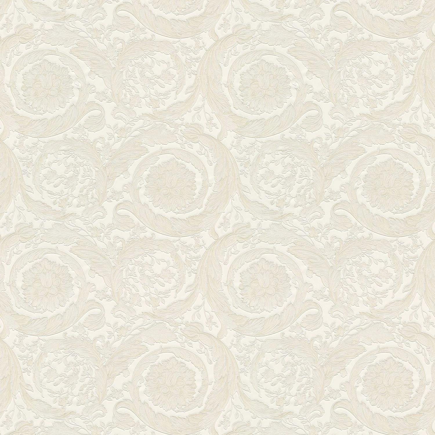 PROFHOME 935832-GU Exklusive Tapete Barock schimmernd Creme Silber 7,035 m2 günstig online kaufen
