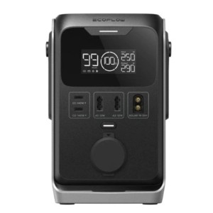 EcoFlow Powerstation Trail 300 DC Mobil. Kompakte, schwarze Powerstation mit Display, USB-C, USB-A und 12V Anschlüssen für Camping.