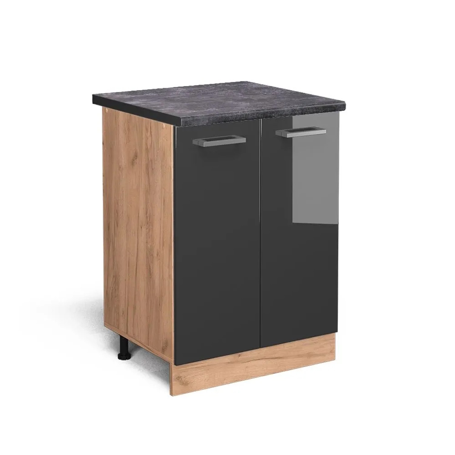 Vicco Küchenunterschrank R-Line Anthrazit Hochglanz Goldkraft Eiche 60 cm AP Anthrazit