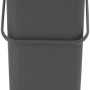 Dunkelgrauer PROREGAL Abfallsammler mit Deckel, 25 Liter, aus Kunststoff.