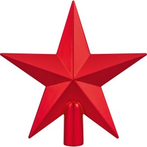 Rote 20cm Baumspitze in Sternform. Glänzender Christbaumschmuck für den Weihnachtsbaum.
