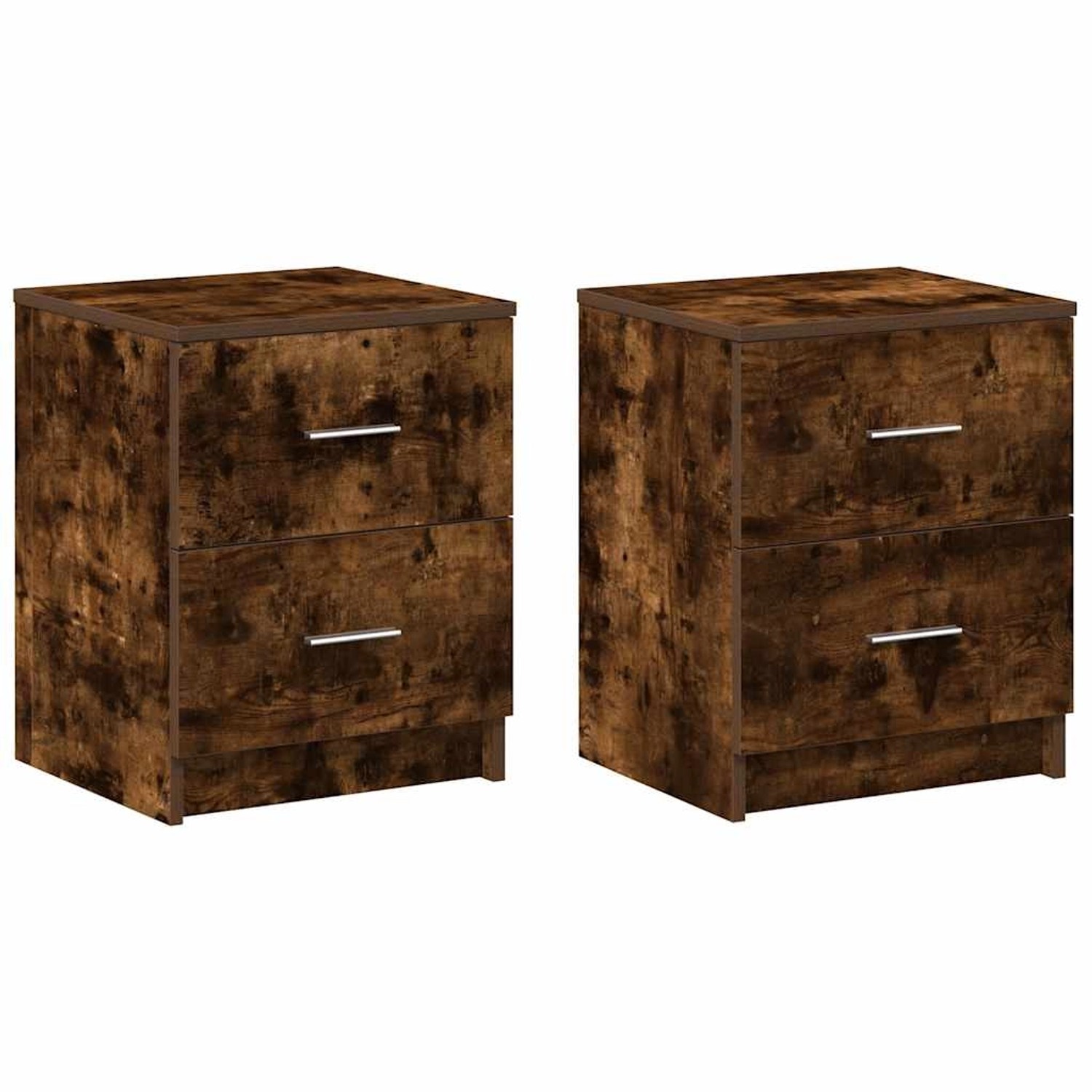 vidaXL Nachttische 2 Stk, mit 2 Schubladen Räuchereiche 40x36x50 cm 858794