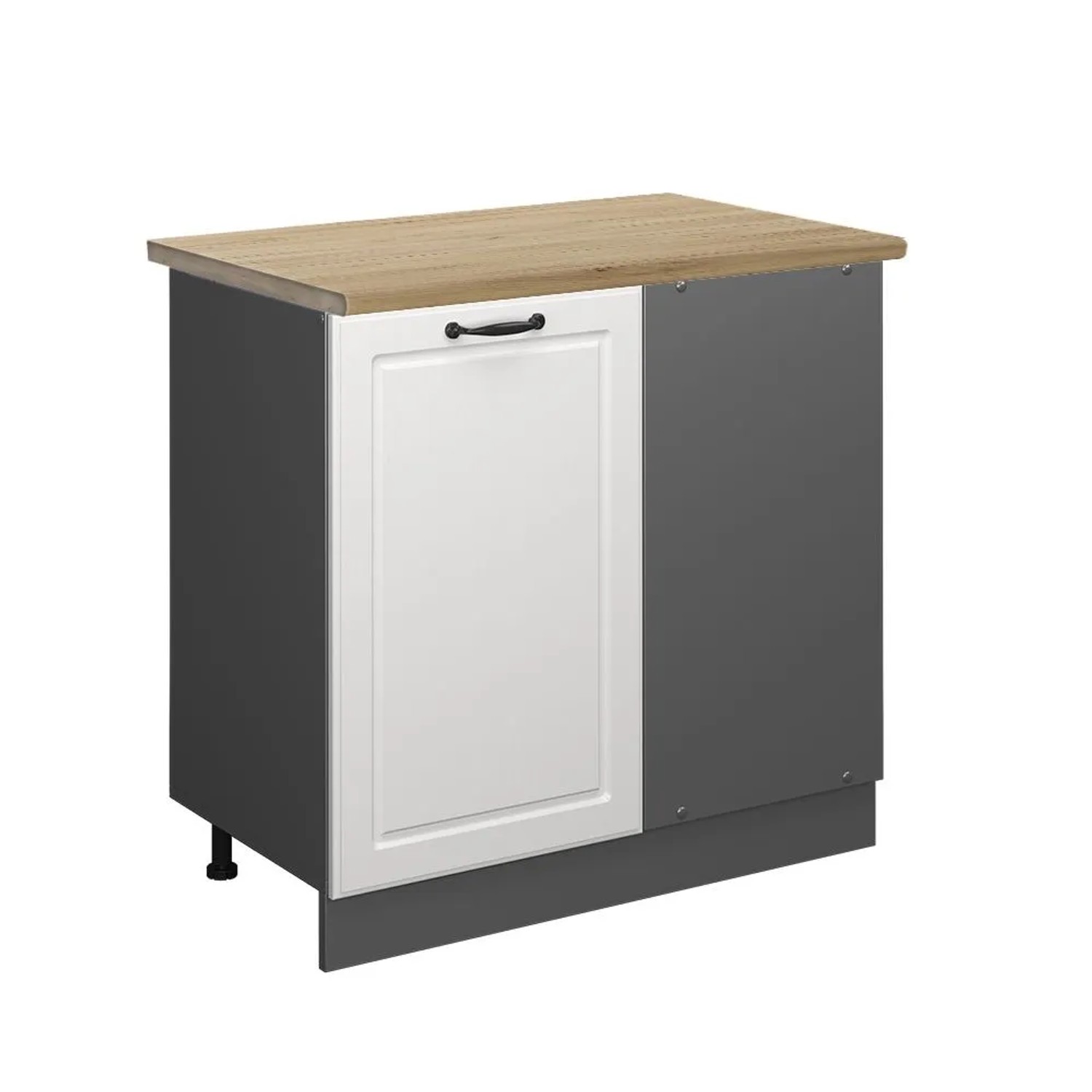 Vicco Eckunterschrank R-Line Küchen Eckschrank Weiß Landhaus Anthrazit 86 cm AP Eiche