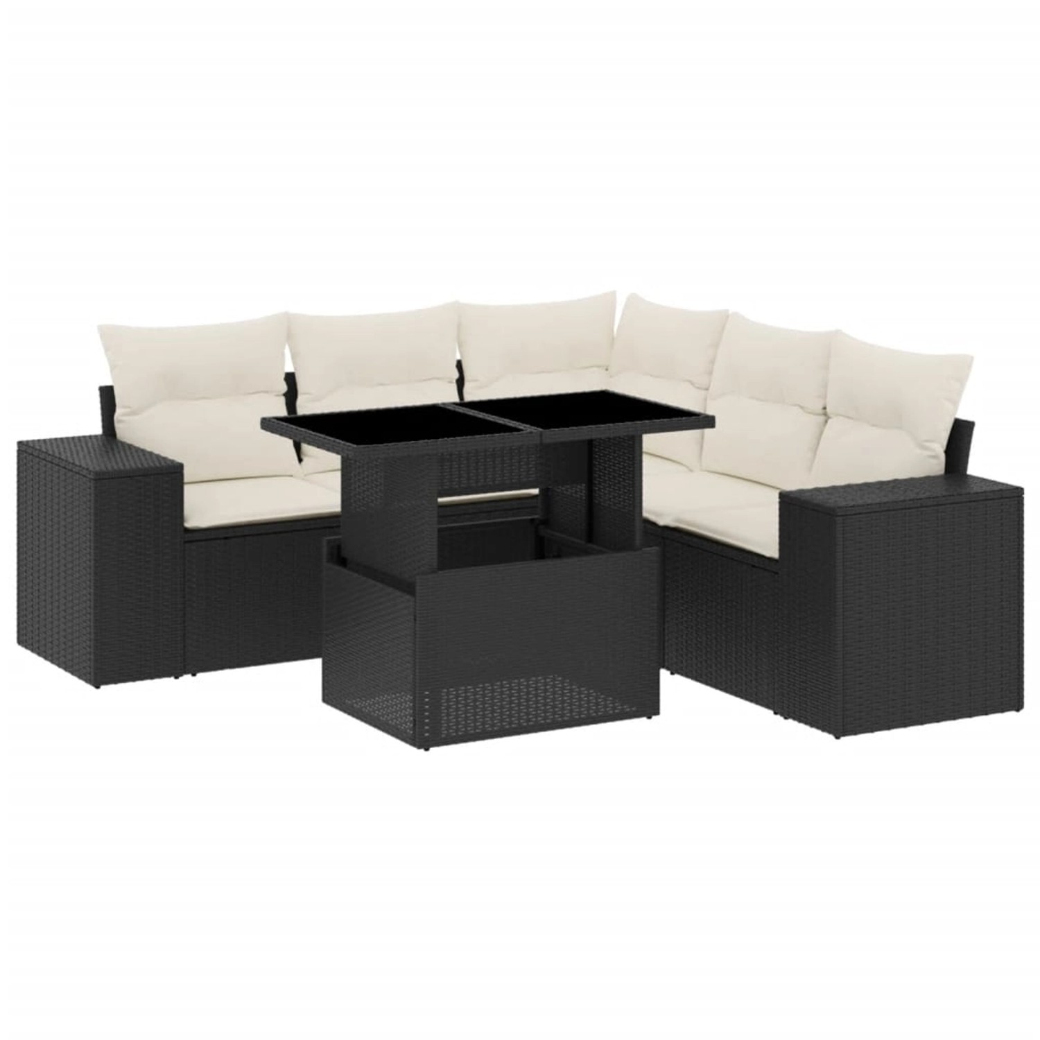 vidaXL 6-Tlg Garten-Sofagarnitur mit Kissen Schwarz Poly Rattan 3269156 günstig online kaufen