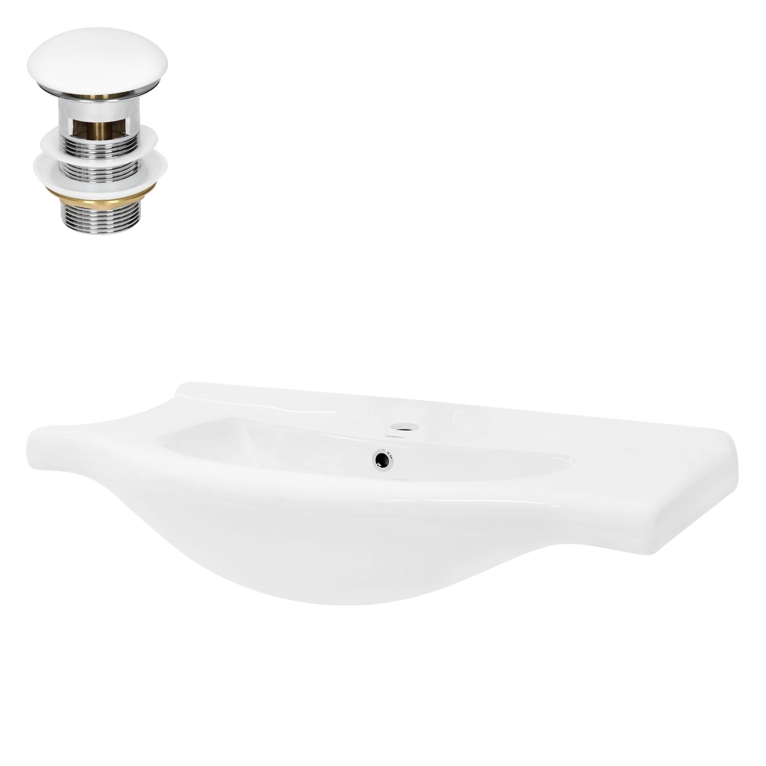LuxeBath Waschbecken Keramik Weiß 86x21,5x51,5 cm mit Ablaufgarnitur günstig online kaufen
